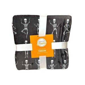 Destination Holiday Halloween DANCING SKELETONS Throw Blanket 50" x 60”